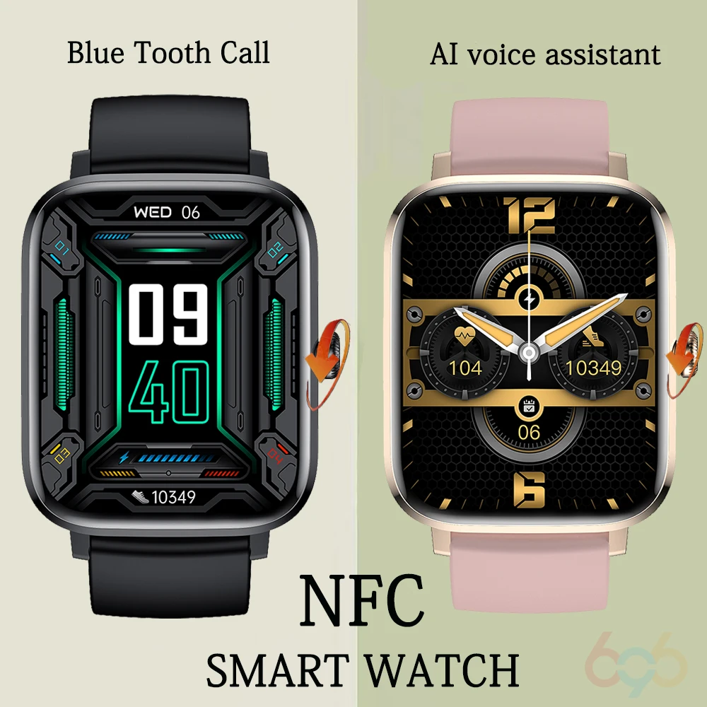 Новые 1,85-дюймовые мужские смарт-часы Blue Tooth Call AI Voice Assistant для тестирования сердечного ритма, Спортивный Фитнес-трекер, NFC Музыка, Женские умные часы Изображение 0 