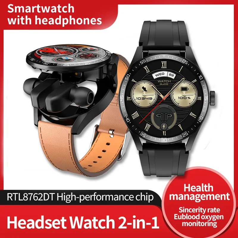 Новые GT5 Buds Bluetooth-Гарнитура 2-в-1, Мужские Смарт-Часы с AMOLED-экраном, Измеритель Шага Определения состояния Здоровья, Спортивные Смарт-Часы для Android