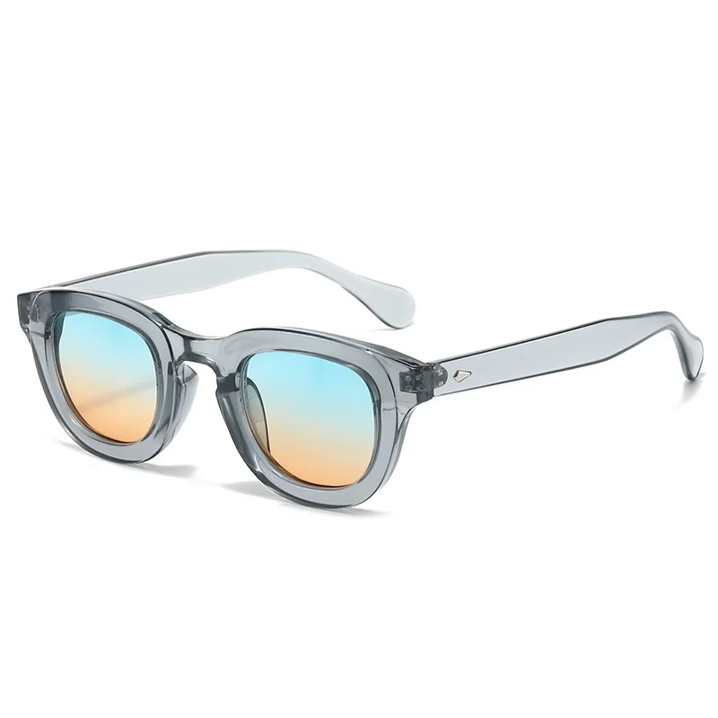 Новые Овальные Солнцезащитные очки С женскими Заклепками, Фирменные Оттенки UV400, Винтажные Круглые Мужские Модные Роскошные Серые Солнцезащитные Очки Leopard Oculus