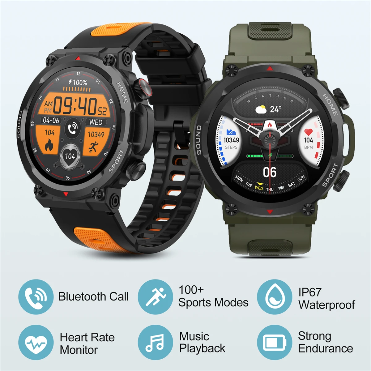 Новые модные Спортивные Умные часы для фитнеса IP67 Водонепроницаемый Bluetooth Телефонный звонок Умный браслет Пульсометр Наружные наручные часы