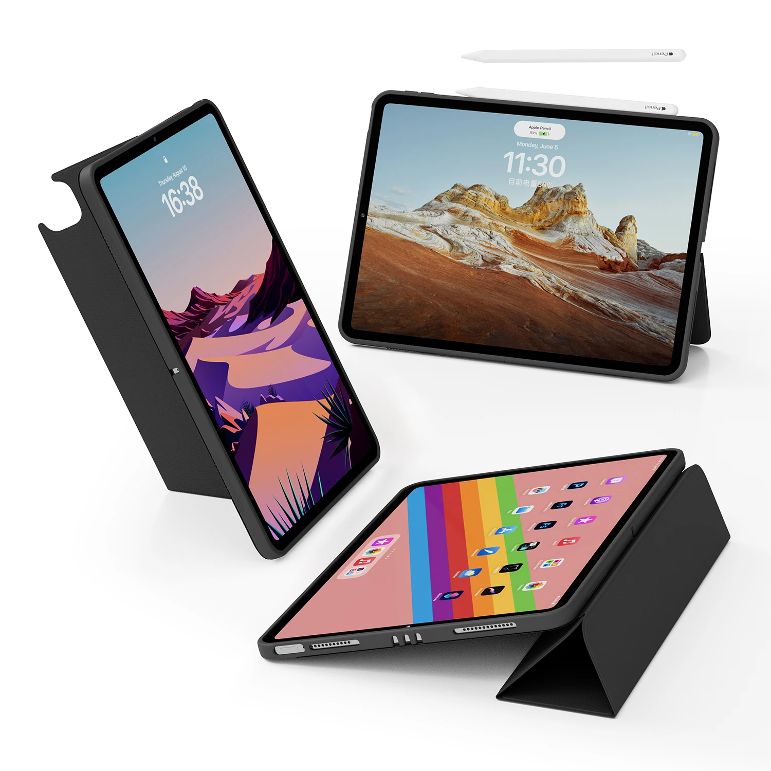 Новый 12,9-дюймовый чехол для iPad Pro 2020-2022, 2-слойный, съемный, тонкий Защитный чехол-магнитная подставка с 3 режимами использования.