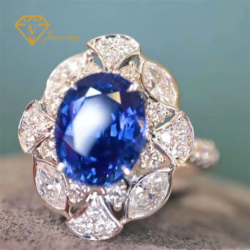 Новый Большой Преувеличенный Геометрический Овал с синим кристаллом, Индивидуальное Роскошное Дизайнерское кольцо на палец для женщин, Модный Ювелирный подарок