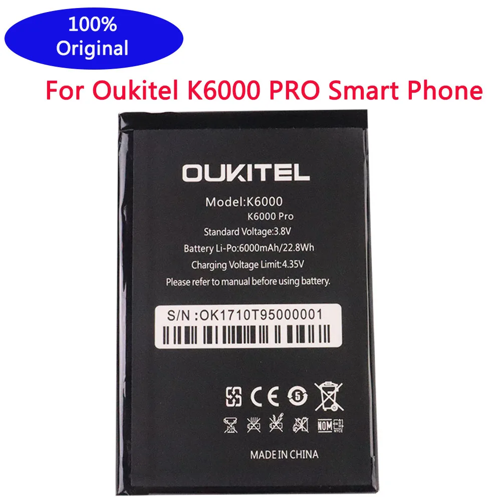 Новый Оригинальный Аккумулятор Высокой Емкости 6000 мАч Oukitel K6000 Для Oukitel K6000 K6000 PRO 4G LTE Smart Phone Аккумуляторная Батарея