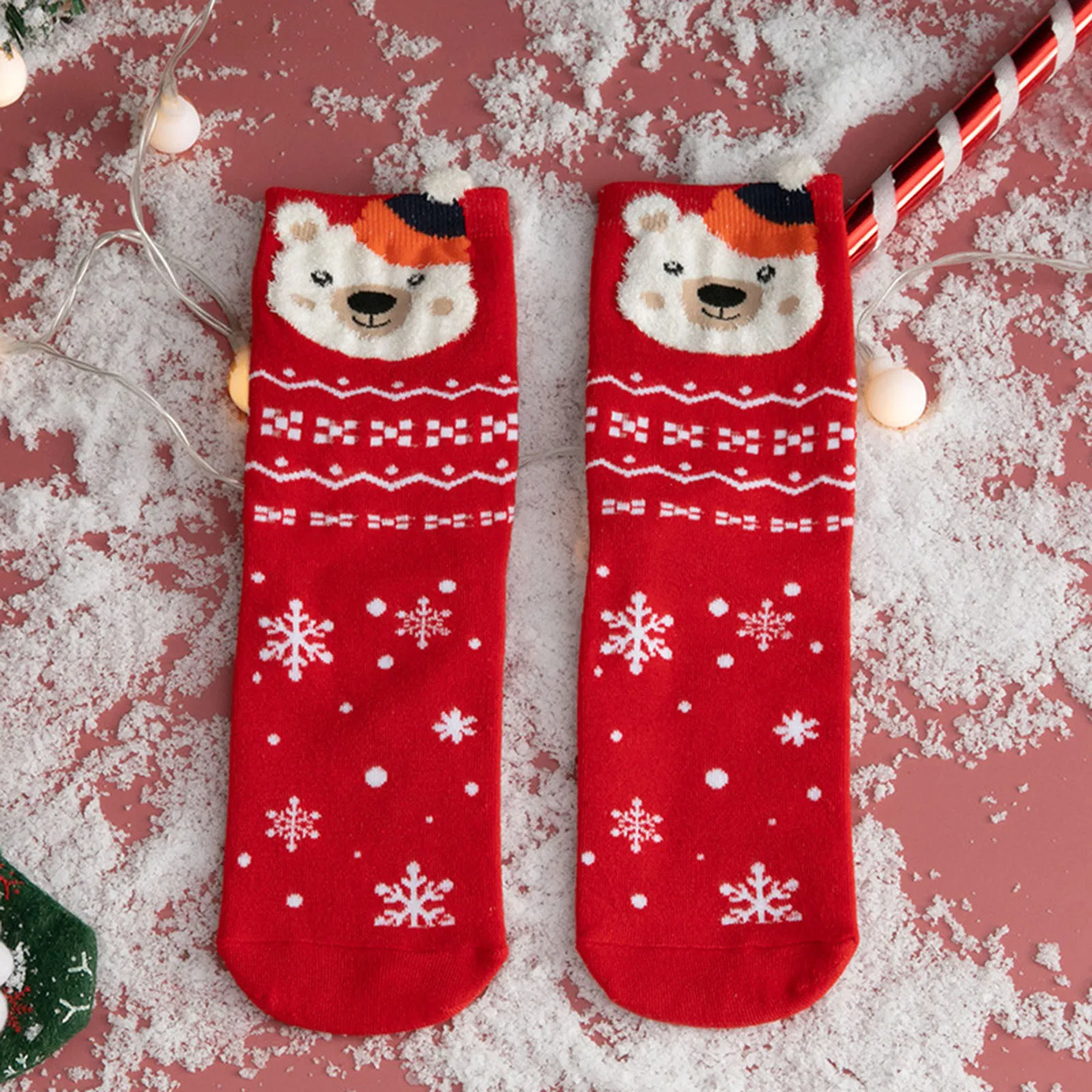 Носки в подарок на Рождество С Новым Годом Носки с Рисунком Милого Медведя, Кролика и Кошки, Зимние утепленные домашние носки для сна