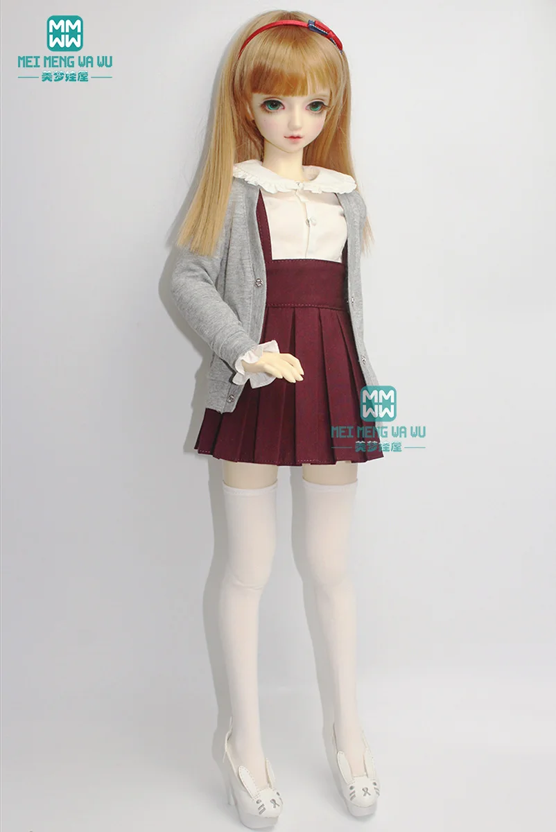 Одежда для куклы BJD платье для девочки для 1/3 куклы BJD модная плиссированная юбка Серый, черный, винно-красный, хаки Изображение 1 