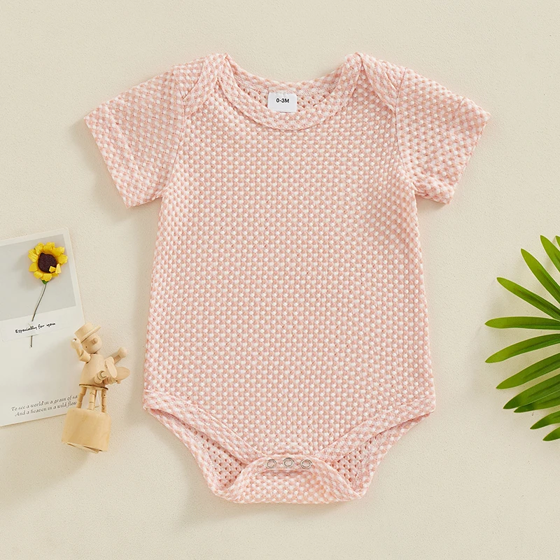 Одежда для новорожденных мальчиков и девочек, боди с коротким рукавом, весенне-летняя одежда для младенцев с круглым вырезом, комбинезон, наряд Изображение 0 