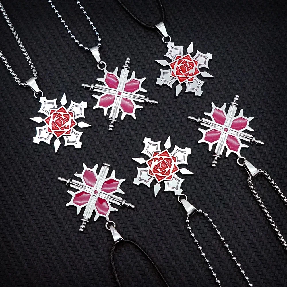 Ожерелье Рыцаря-вампира, ожерелья из розового металла, аниме-ювелирные изделия, цепочки с подвесками, колье-ошейники, шарм