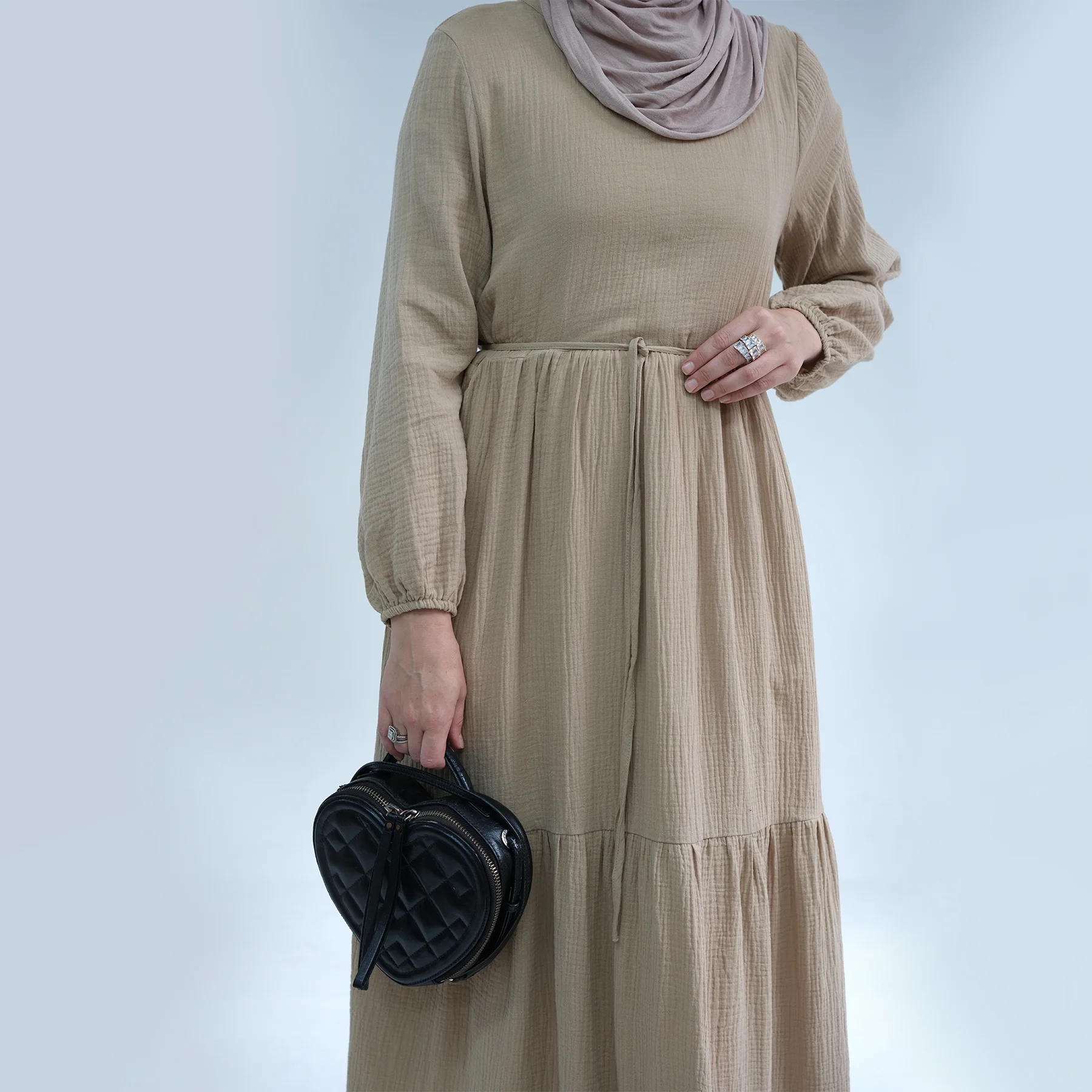Осенняя Абая для женщин, Хлопковое Свободное исламское длинное платье, однотонный мусульманский хиджаб, Дубайский турецкий скромный кафтан Рамадан Ид Изображение 5 