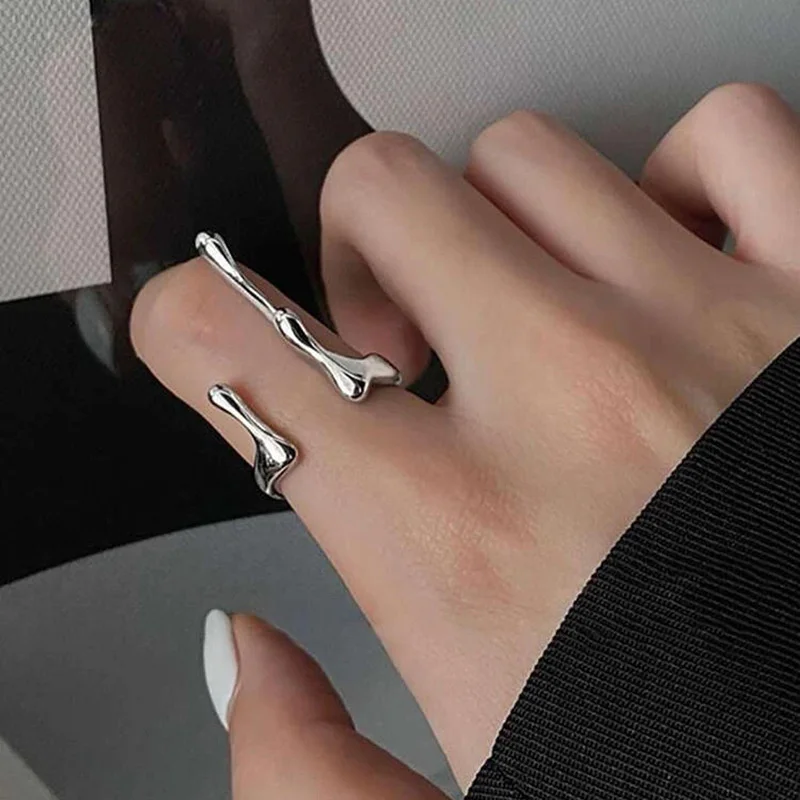 Панк Геометрические Нерегулярные кольца из жидкой Лавы в форме капли воды для женщин, Винтажные Металлические кольца серебряного цвета, индивидуальные украшения