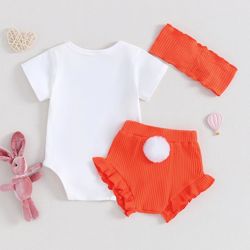Пасхальные наряды для новорожденных девочек, летние ползунки с коротким рукавом, шорты, повязка на голову, комплект одежды из 3 предметов для новорожденных