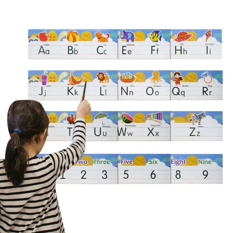 Плакат с Алфавитом, Диаграмма С Цифрами ABC, Настенная Диаграмма С Алфавитом, Украшения Для Детской Комнаты, 0-10 Цифр и Букв от A До Z Для Игровой Комнаты Изображение 0 