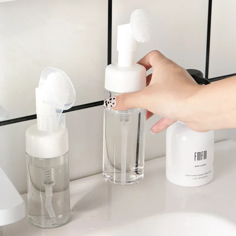 Пластиковая бутылка для пенообразования мыла объемом 100 мл, многоразового использования с силиконовой щеточкой для чистки, портативные бутылочки с пеной для мусса для мытья лица для путешествий
