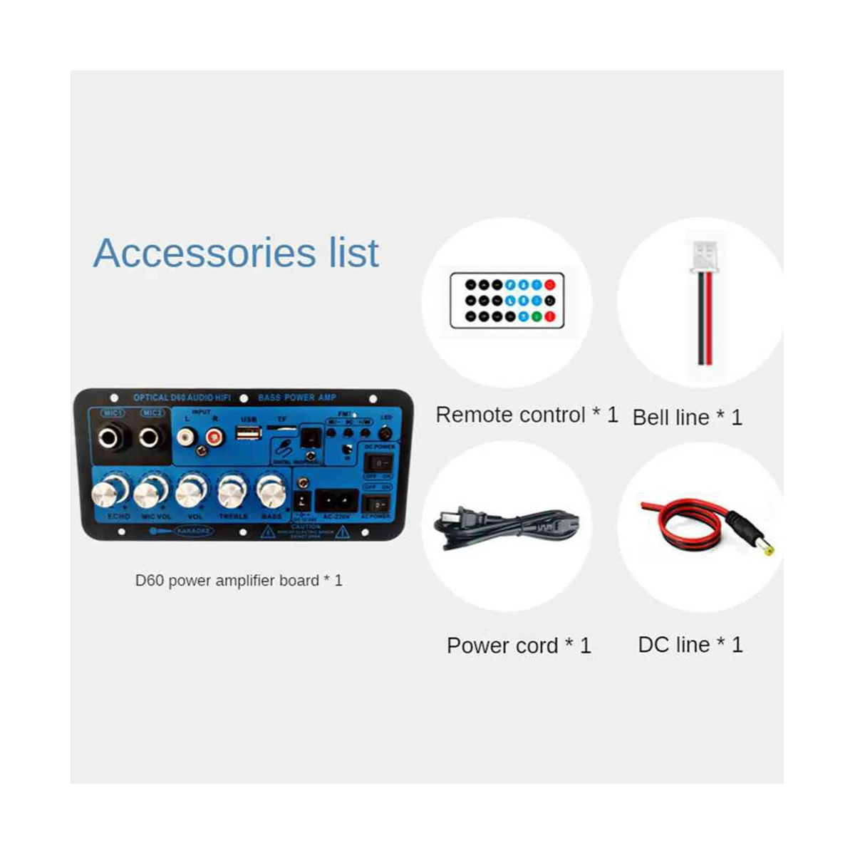 Плата усилителя Bluetooth BT5.0 Усилитель басов Высокой мощности Оптический аудиовход Караоке Аудио Материнская плата (штепсельная вилка США) Изображение 5 