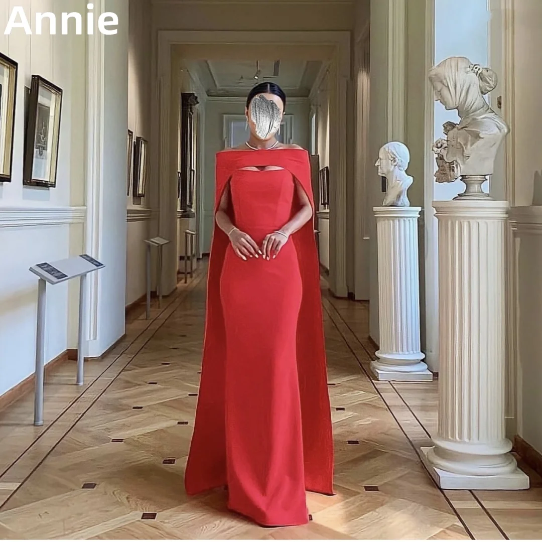 Платья для выпускного вечера Annie Arab Lady Красное вечернее платье русалки 2024 года, роскошный плащ для официальных мероприятий, вечерние платья