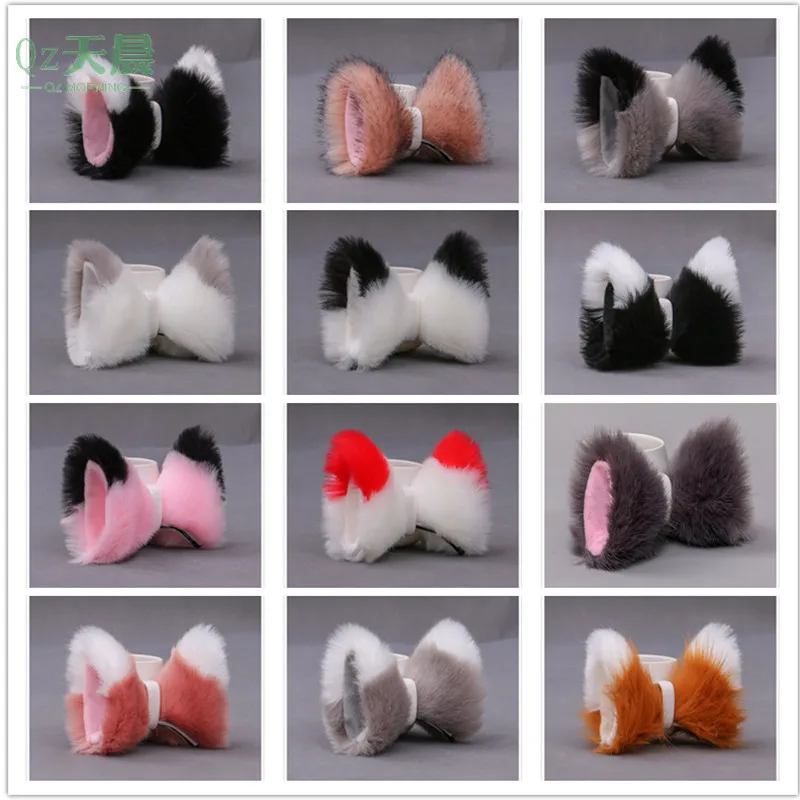 Плюшевые кошачьи ушки Kawaii, реалистичная повязка на голову в стиле Лолиты, вечерние длинные меховые уши, аниме-костюм Неко, заколка для волос, косплей (Цвет: многоцветный)