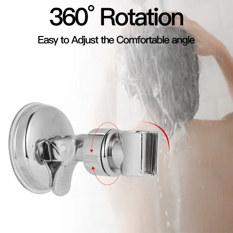 Поворотный на 360 ° держатель для насадки для душа с вакуумной присоской, перемещаемый ручной держатель для душа, настенный регулируемый кронштейн для ванной комнаты Изображение 2 