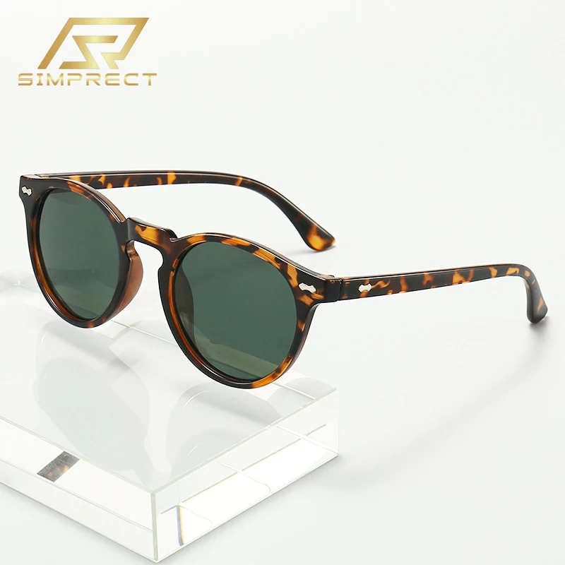 Поляризованные солнцезащитные очки SIMPRECT Для мужчин с защитой от ультрафиолета 2023, роскошный бренд, дизайнерские солнцезащитные очки синего света, Винтажные круглые очки для женщин