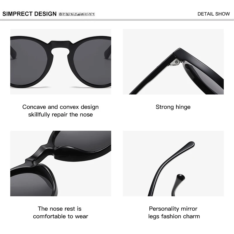Поляризованные солнцезащитные очки SIMPRECT Для мужчин с защитой от ультрафиолета 2023, роскошный бренд, дизайнерские солнцезащитные очки синего света, Винтажные круглые очки для женщин Изображение 3 