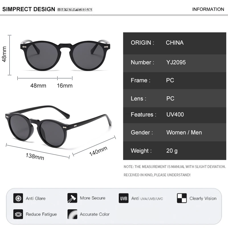 Поляризованные солнцезащитные очки SIMPRECT Для мужчин с защитой от ультрафиолета 2023, роскошный бренд, дизайнерские солнцезащитные очки синего света, Винтажные круглые очки для женщин Изображение 5 