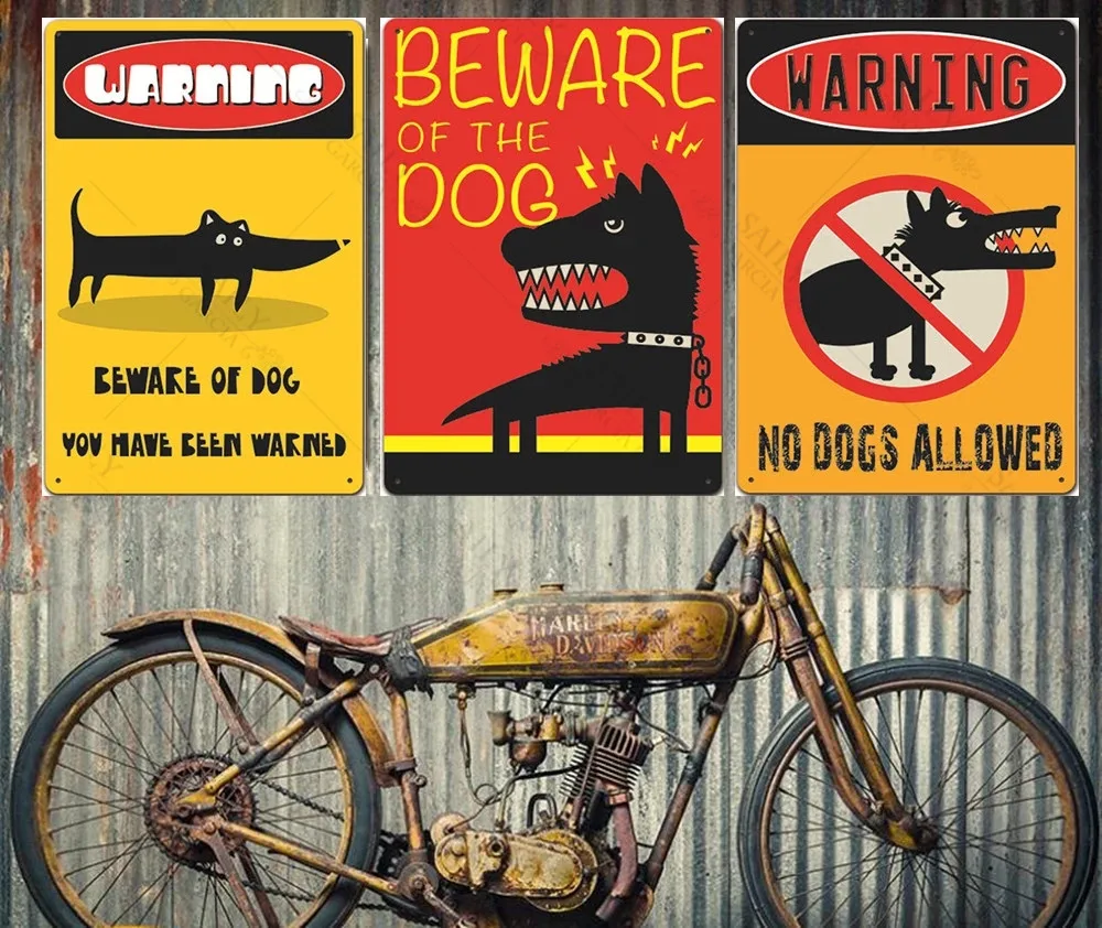 Предупреждающий плакат со старинными металлическими жестяными знаками 