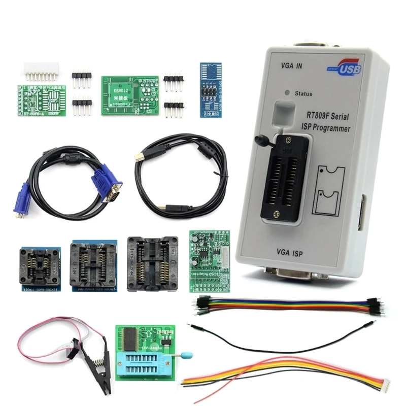 Программатор RT809F Serial ISP с адаптерами 1,8 В + тестовый зажим SOP8 + кабель ISP + EDID-кабель Инструменты для ремонта LCD Usb
