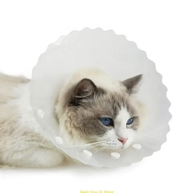 Прозрачный и прочный регулируемый конусообразный ошейник, обеспечивающий восстановление кошек и маленьких собак Изображение 3 