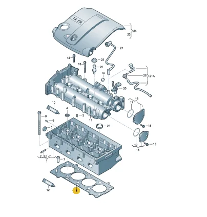 Прокладка головки блока цилиндров двигателя OEM 1.6 Для VW Jetta MK6 1.6 CLRA Polo 6R Skoda Fabia Rapid 1.6 CLSA 03C103383AB 03C103383AL Изображение 2 