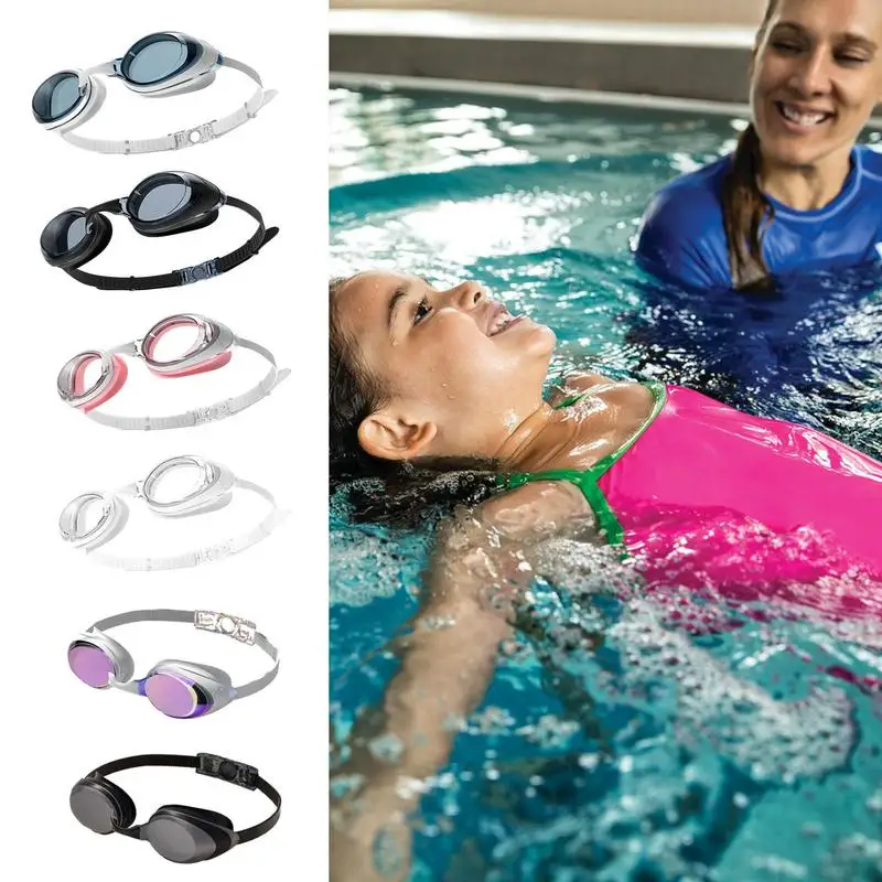 Противотуманные плавательные очки с гальваническим покрытием, Противотуманные плавательные очки для мужчин, женщин, детей, Не протекающие Регулируемые очки для дайвинга Изображение 3 