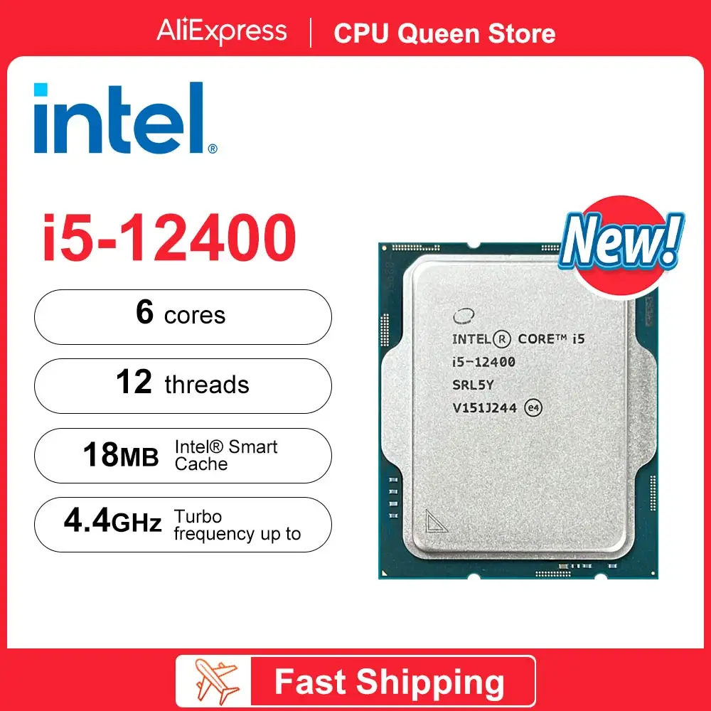 Процессор Intel Core i5 12400 Процессор i5-12400 2,5 ГГц 6-ядерный 12 потоков 10 Нм L3 = 18 М 65 Вт LGA 1700 Processador