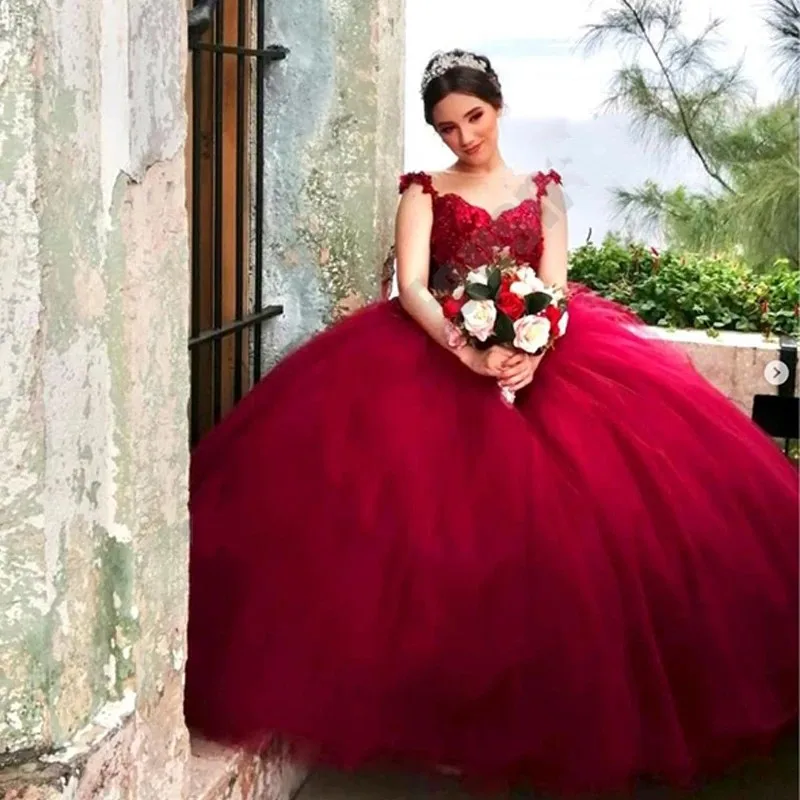 Пышные платья ANGELSBRIDEP Rose с 3D цветами для 15 девочек Принцесса С прозрачным вырезом Роскошные платья для дня рождения, расшитые бисером