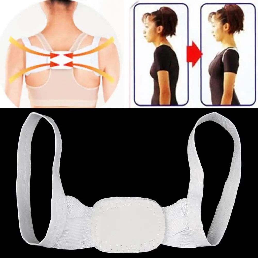 Регулируемая терапевтическая осанка, пояс для поддержки плеч, бандаж, Корректор спины, Подтяжки и опоры из полиэстера Белого цвета
