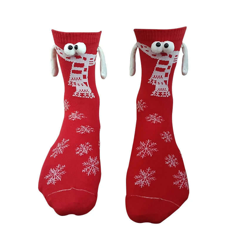 Рождественские носки с магнитным всасыванием, держащиеся за руки, Черные, Белые, Унисекс, Держащиеся за руки, Длинные носки для девочек в стиле Харадзюку, Милая пара, хлопчатобумажные носки