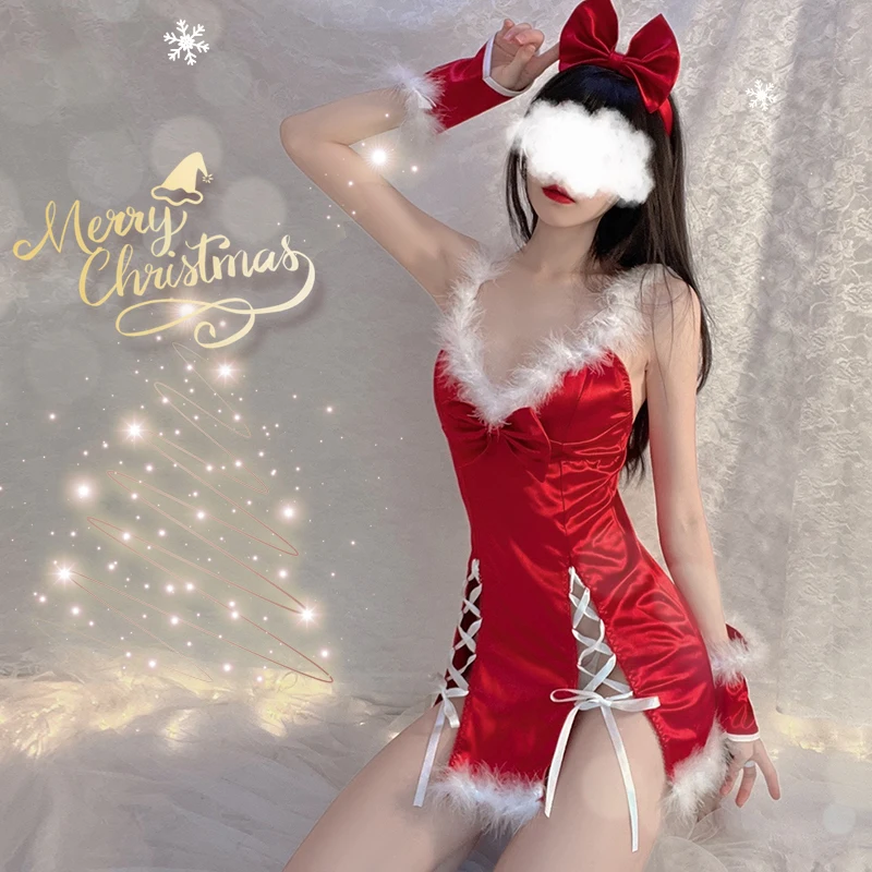 Рождественский подарок, ночное платье, Женская кружевная пижама, ночная рубашка для девочек-подростков, косплей, Мягкий бархатный камзол, Сексуальное женское белье, домашний костюм Изображение 0 
