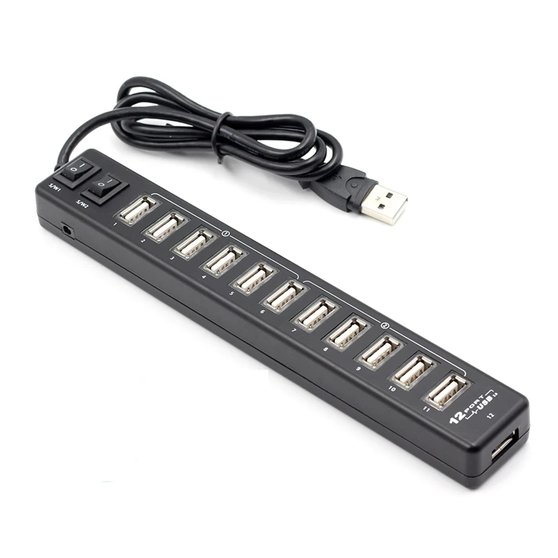 Розничный высококачественный USB-концентратор 12 портов USB 3.0 Hub Multi USB Splitter Switch Высокоскоростная передача данных для портативного компьютера Изображение 1 