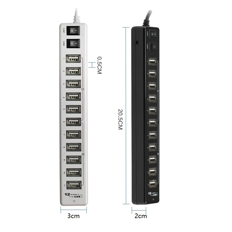 Розничный высококачественный USB-концентратор 12 портов USB 3.0 Hub Multi USB Splitter Switch Высокоскоростная передача данных для портативного компьютера Изображение 5 