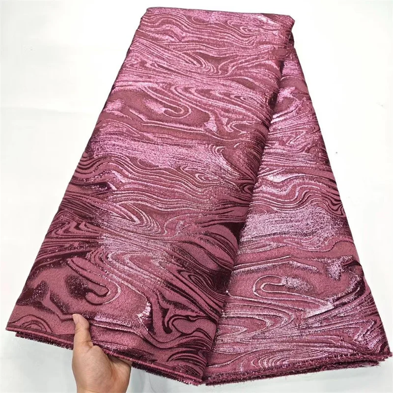 Розовая новейшая парчовая ткань в цветочек, Жаккардовое кружево, Нигерийский Дамасский органзовый сетчатый материал, французский тюль, сетчатая ткань для шитья
