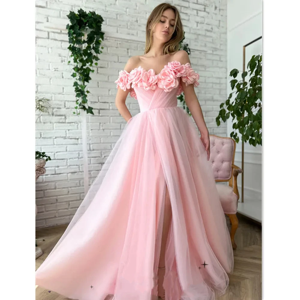 Розовые изысканные вечерние платья LYLDS Трапециевидного силуэта, без рукавов, платья для выпускного вечера с застежкой-молнией сзади и цветами вечернее платье D10002