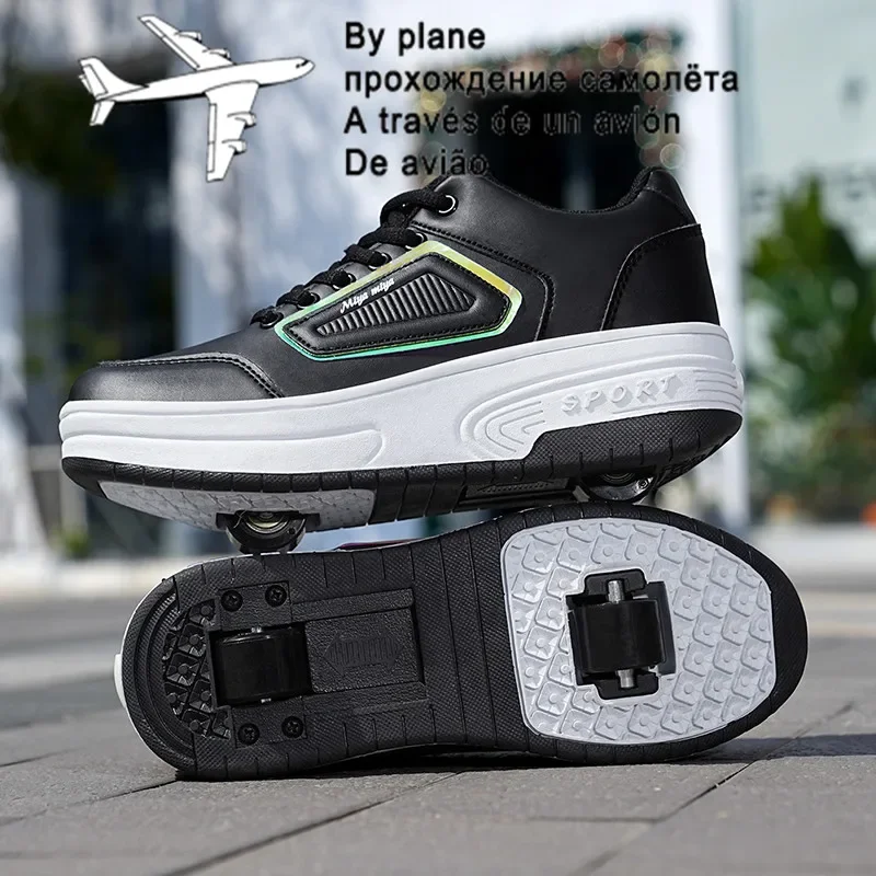 Роликовые коньки для детей и взрослых, обувь на 2 колесах, автоматические невидимые кроссовки для катания на коньках, Дышащая уличная летающая обувь
