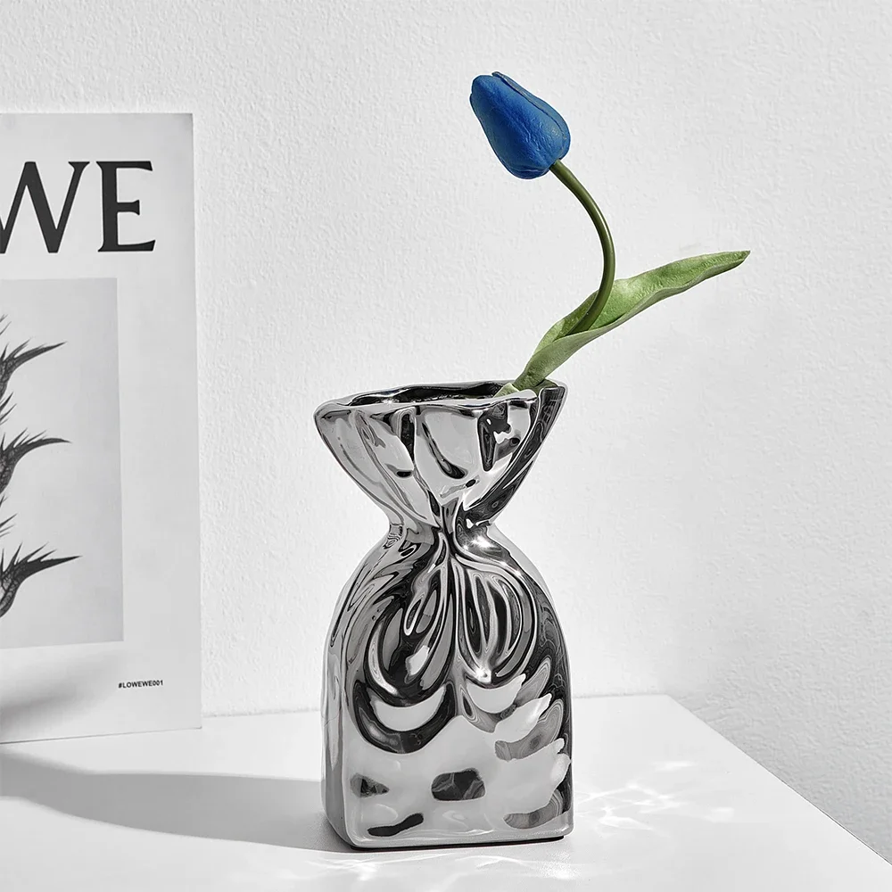 Роскошная Керамическая ваза с гальваническим покрытием, Модная Креативная Бутылка для цветов, Скандинавские Украшения для домашнего офиса, декор для гостиной, Модная ваза