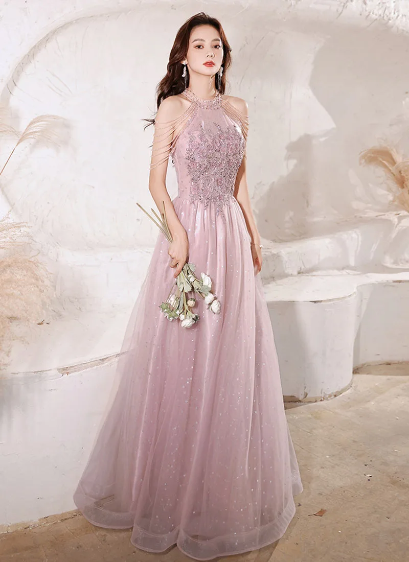 Роскошное высококачественное розовое вечернее платье 2024 для выпускного вечера Лето Осень Темперамент Светская львица Выпускное вечернее платье для женщин Изображение 1 