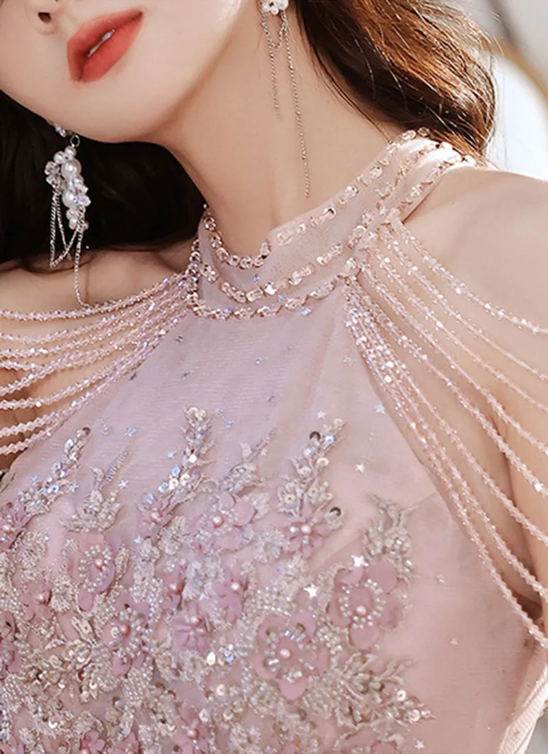 Роскошное высококачественное розовое вечернее платье 2024 для выпускного вечера Лето Осень Темперамент Светская львица Выпускное вечернее платье для женщин Изображение 5 