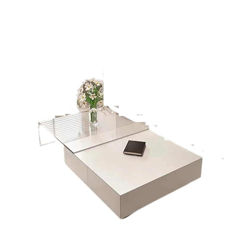 Роскошные журнальные столики белого цвета в современной гостиной Минималистичный дизайн стеклянных журнальных столиков для хранения мебели Tavolino Da Salotto Изображение 5 