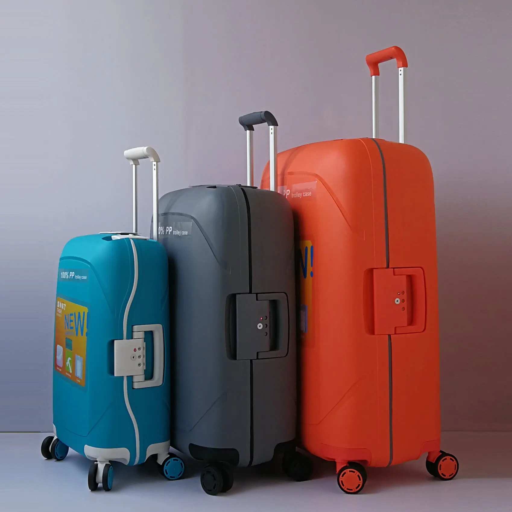 Роскошный спиннер для багажа на колесиках из 100% полипропилена с защитой от царапин, сверхлегкий дорожный чемодан, жесткий багаж, 20 