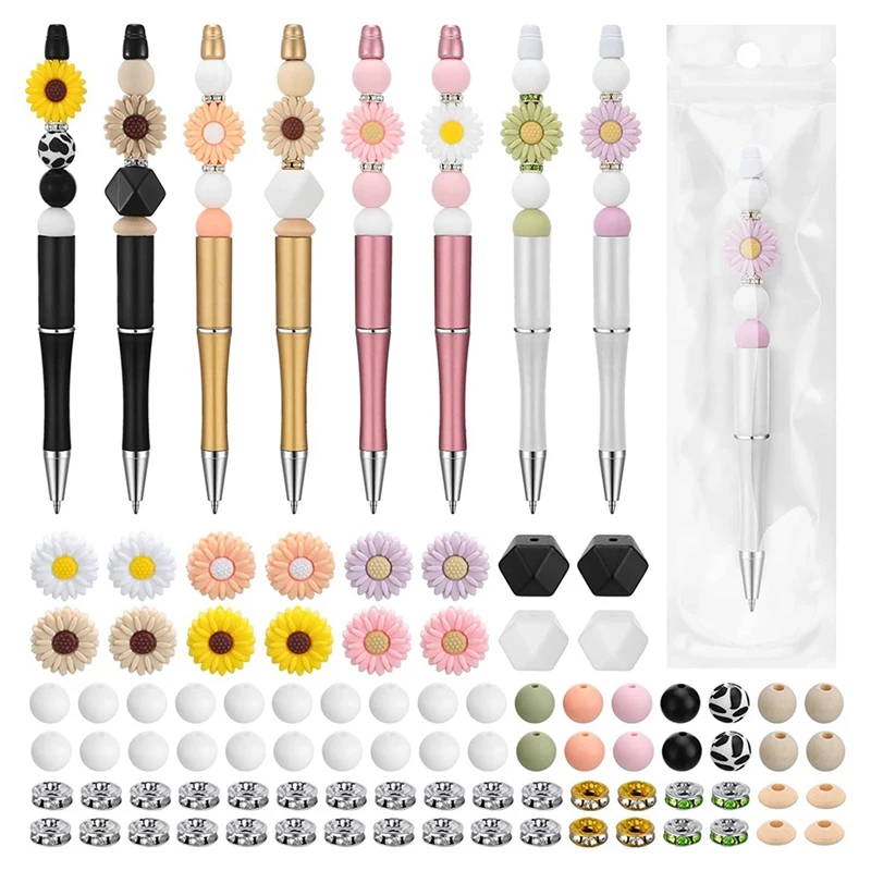 Ручки с бисером, шариковые ручки с множеством разноцветных бусин, различные Распорные бусины, наборы для поделок, гелевые чернила, шариковая ручка, офис для рукоделия