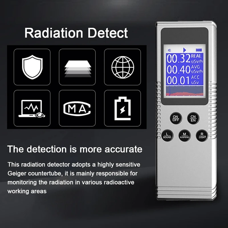 Ручной детектор ядерного излучения, бытовая лаборатория, цифровой ЖК-дисплей, многофункциональный радиоактивный счетчик Гейгера Изображение 4 