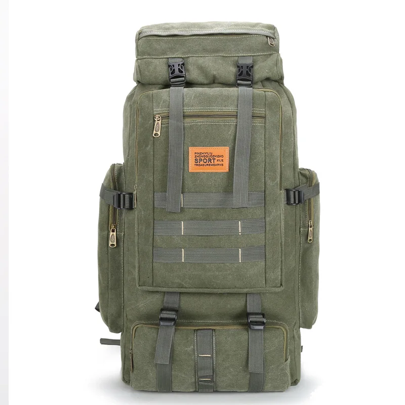 Рюкзак большой емкости объемом 80 л, холщовый рюкзак с пряжкой на шнурке, многофункциональная сумка для альпинизма на открытом воздухе