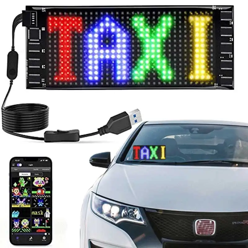 Светодиодные автомобильные знаки, Цифровая вывеска, приложение Bluetooth, светодиодные модули, управление, Программируемая прокрутка, вывеска для автомобиля, светодиодная пластина Uber 7 *17 см
