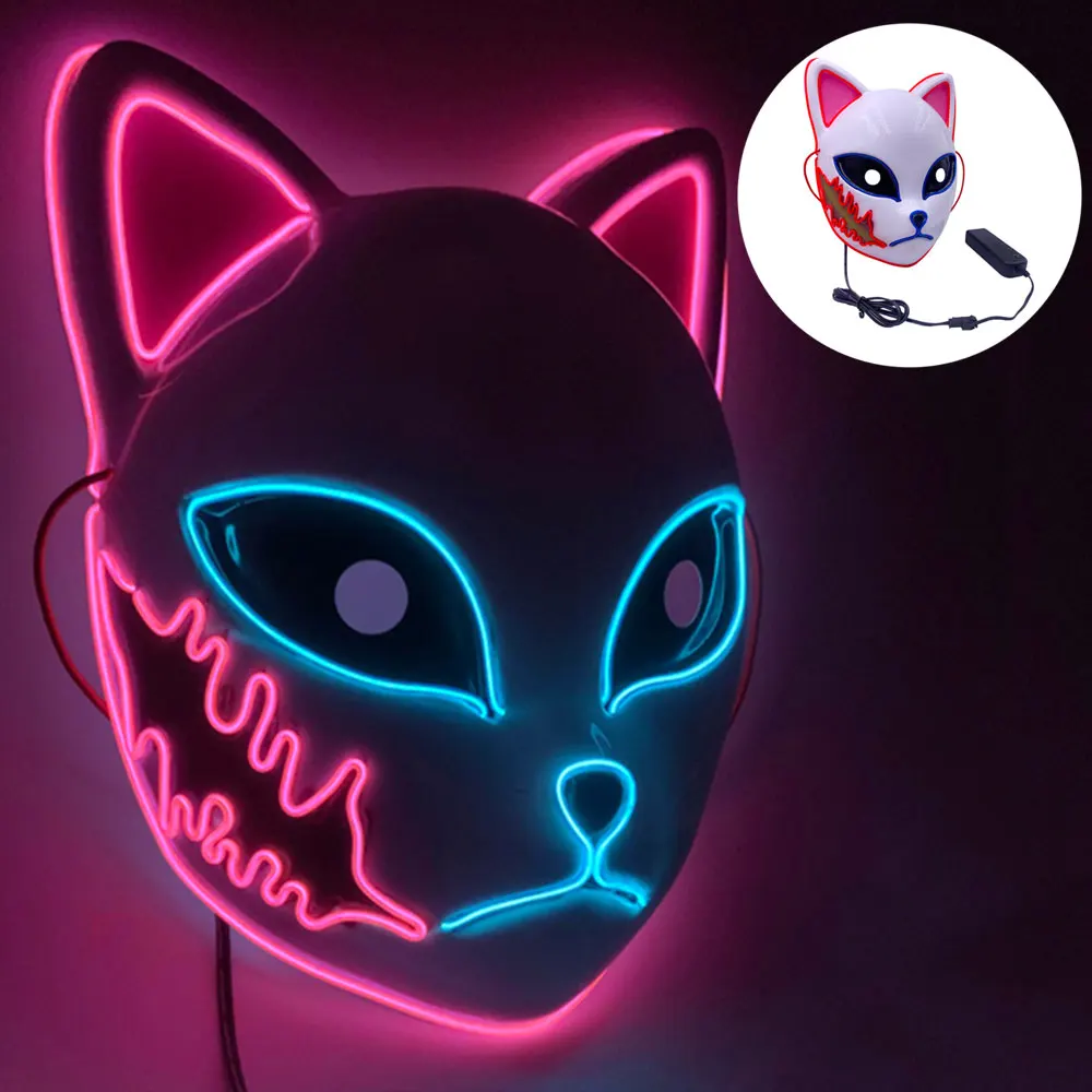 Светящаяся маска Япония аниме косплей светодиодная маска Хэллоуин реквизит для вечеринки AC181