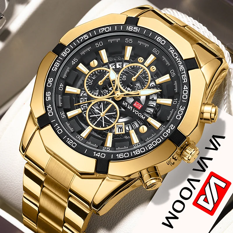 Светящиеся военные часы для мужчин Спортивная мода Водонепроницаемые кварцевые наручные часы из нержавеющей стали Люксовый бренд Дата Мужские часы 2023