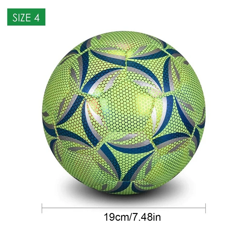 Светящийся футбольный мяч размером 4, ослепительно светящийся в темноте тренировочный и игровой мяч, долговременная яркость Изображение 1 